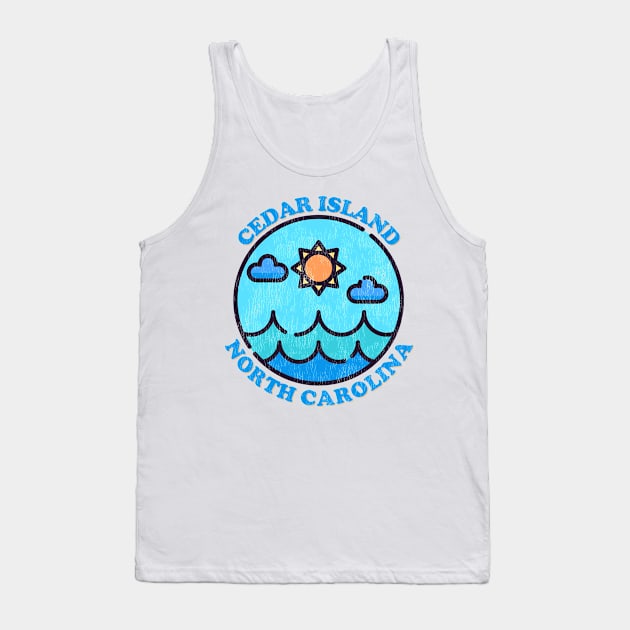 Cedar Island, NC Summertime Vacationing Ocean Skyline Tank Top by Contentarama